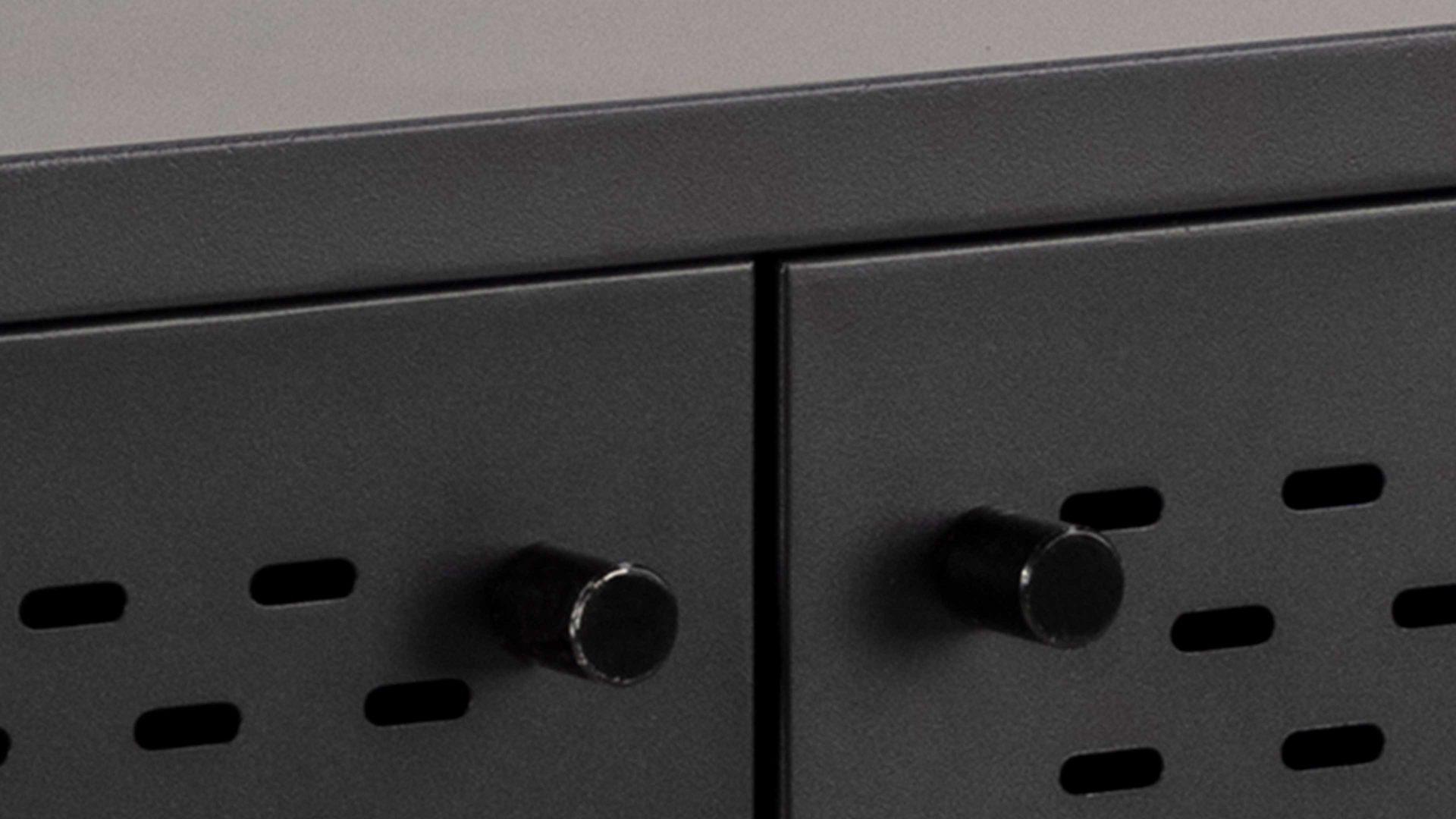 Sideboard Actona group aus Metall in Schwarz Metallmöbel Newcastle - Sideboard schwarzes Metall - drei Türen, Breite ca. 125 cm