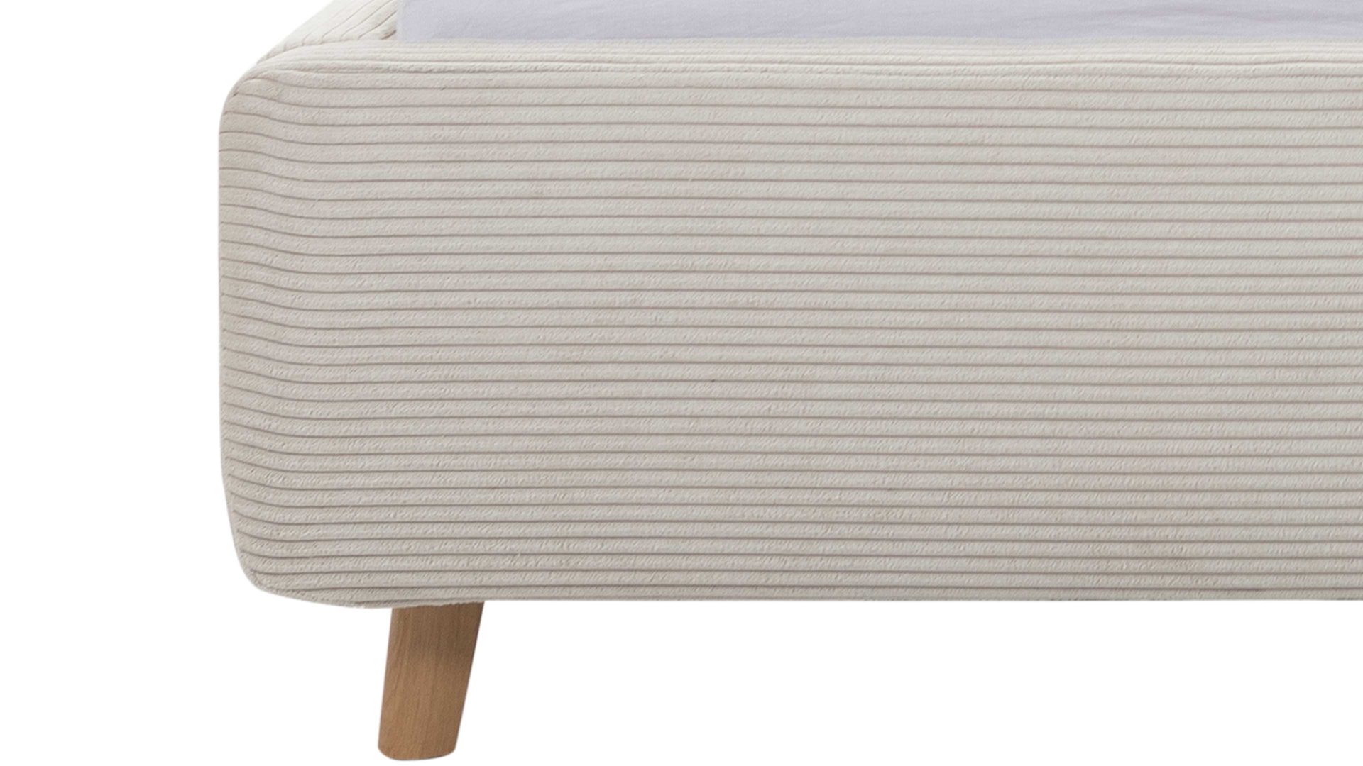Bettgestell Meise.möbel aus Stoff in Beige Polsterbettgestell Mattis mit Bettkasten beiger Breitcord Poso 100 & Holzfüße - Liegefläche ca. 180 x 200 cm