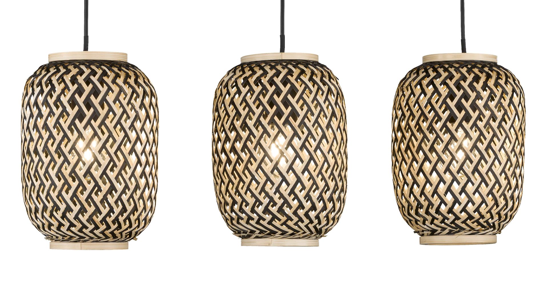 Pendelleuchte Fh fischer & honsel aus Holz in Holzfarben FH Hängeleuchte Hummel Bambusgeflecht – Länge ca. 71 cm