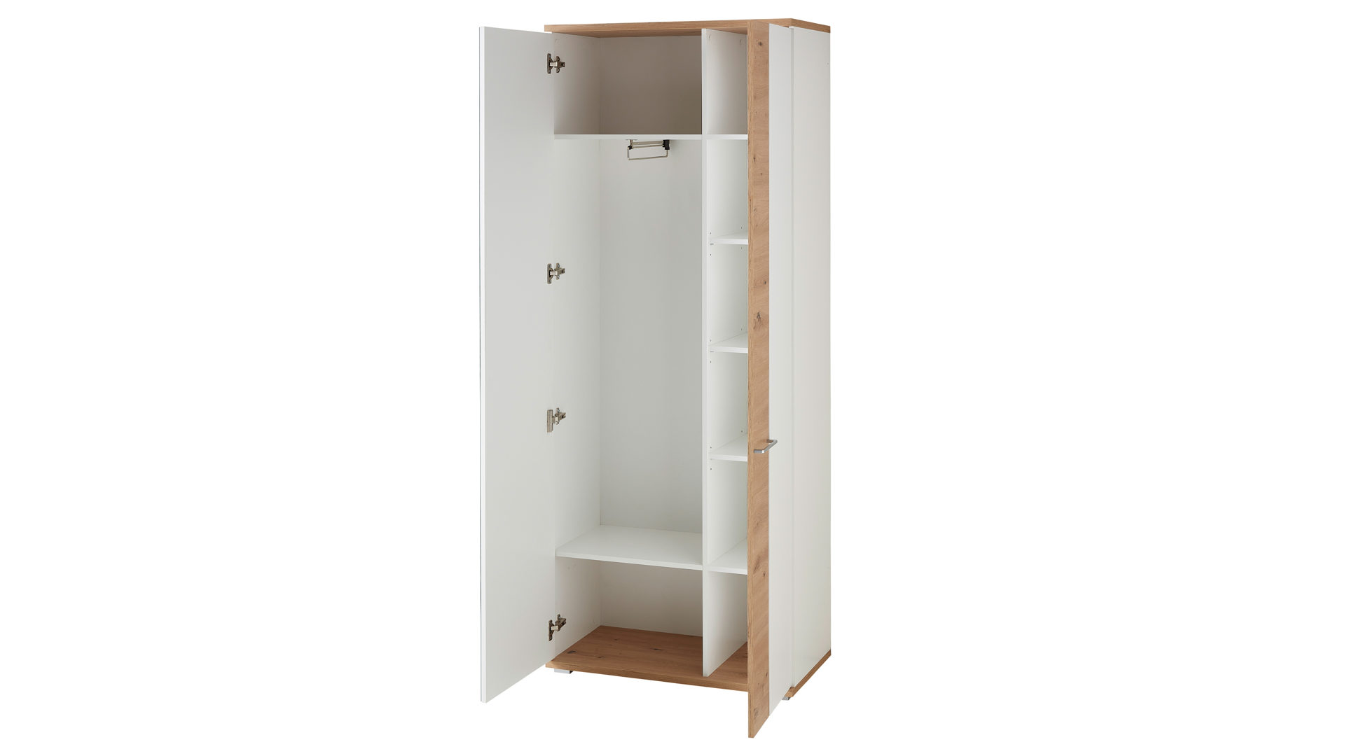 Garderobenschrank Innostyle aus Holz in Weiß Garderobenprogramm Signo II - Garderobenschrank Mattweiß & Artisan Eiche - zwei Türen, Breite ca. 80 cm