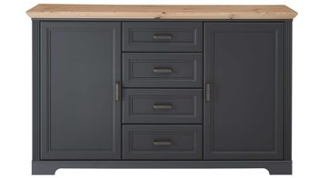 Sideboard Innostyle aus Holz in Dunkelgrau Kommodenserie Jasmin - Sideboard Graphit & Artisan Eiche – vier Schubladen & zwei Türen, Breite ca. 165 cm