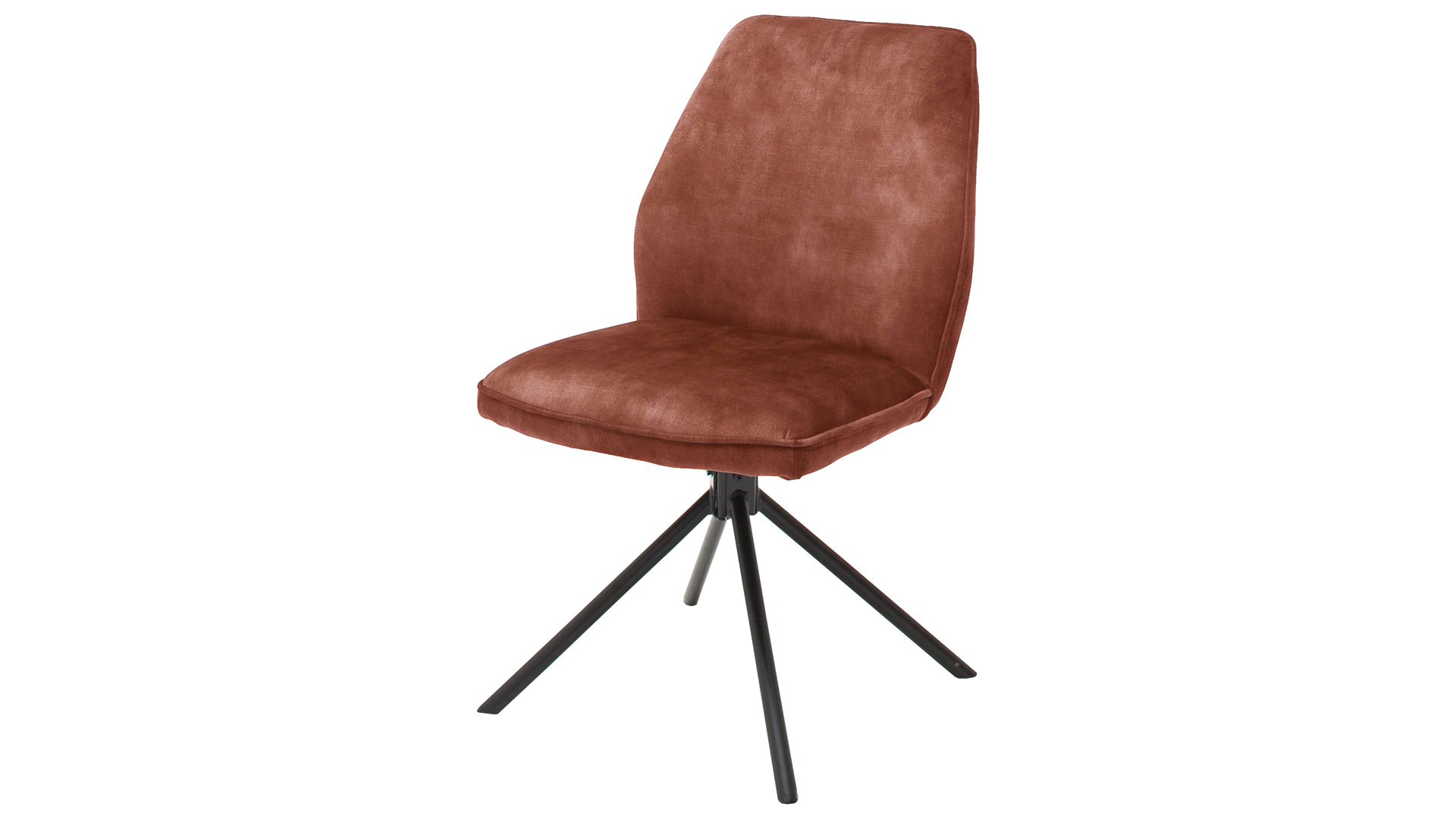 Vierfußstuhl Mca furniture aus Stoff in Braun Polsterstuhl Ottawa rostbrauner Velours