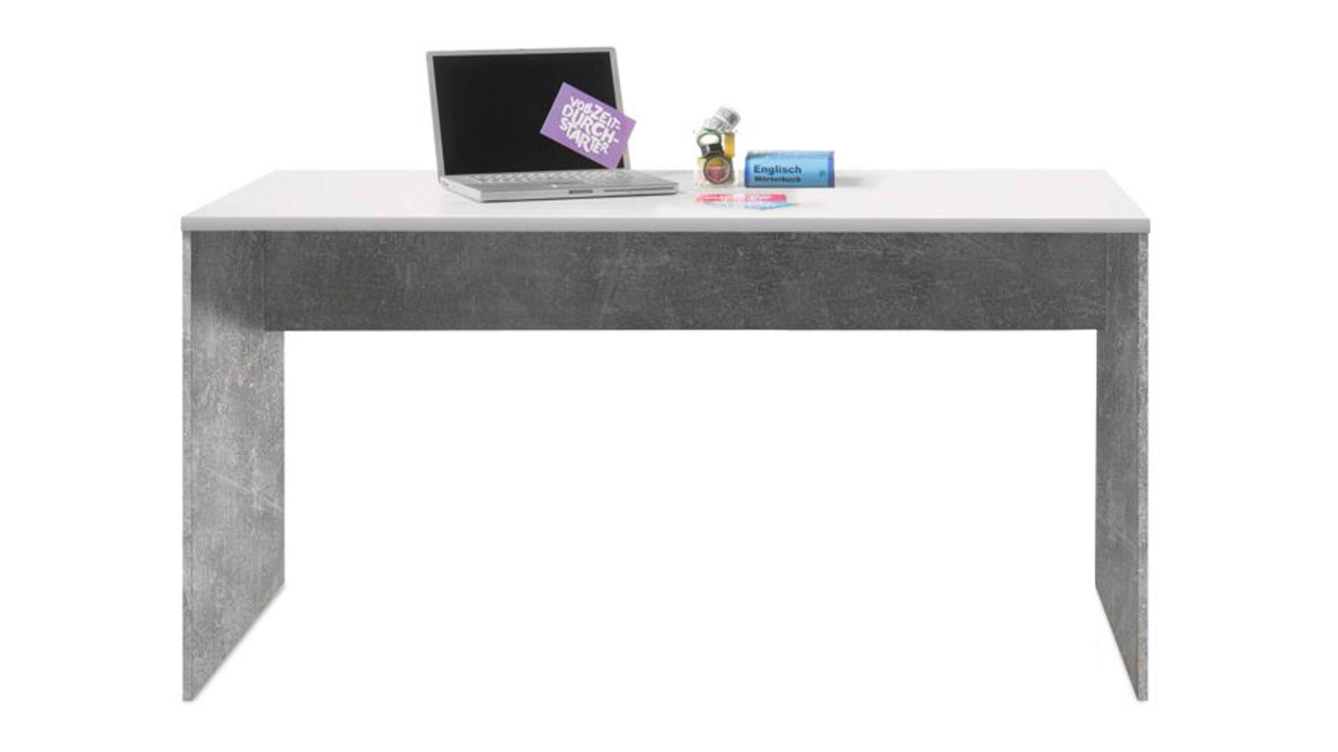 Schreibtisch Bega-consult aus Holz in Grau Schreibtisch weiße & betonfarbene Kunststoffoberflächen – ca. 150 x 75 cm