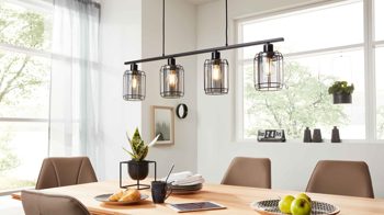 Pendelleuchte Interliving aus Glas in Grau Interliving Leuchten Serie 9331 - Hängeleuchte Rauchglas & Mattschwarz – Länge ca. 98 cm