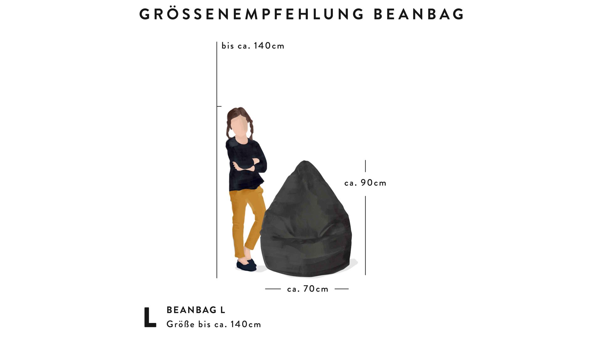 Standard-Sitzsack Magma sitting point aus Kunstfaser in Schwarz SITTING POINT beanbag easy L - Sitzmöbel schwarze Mikrofaser - ca. 120 Liter