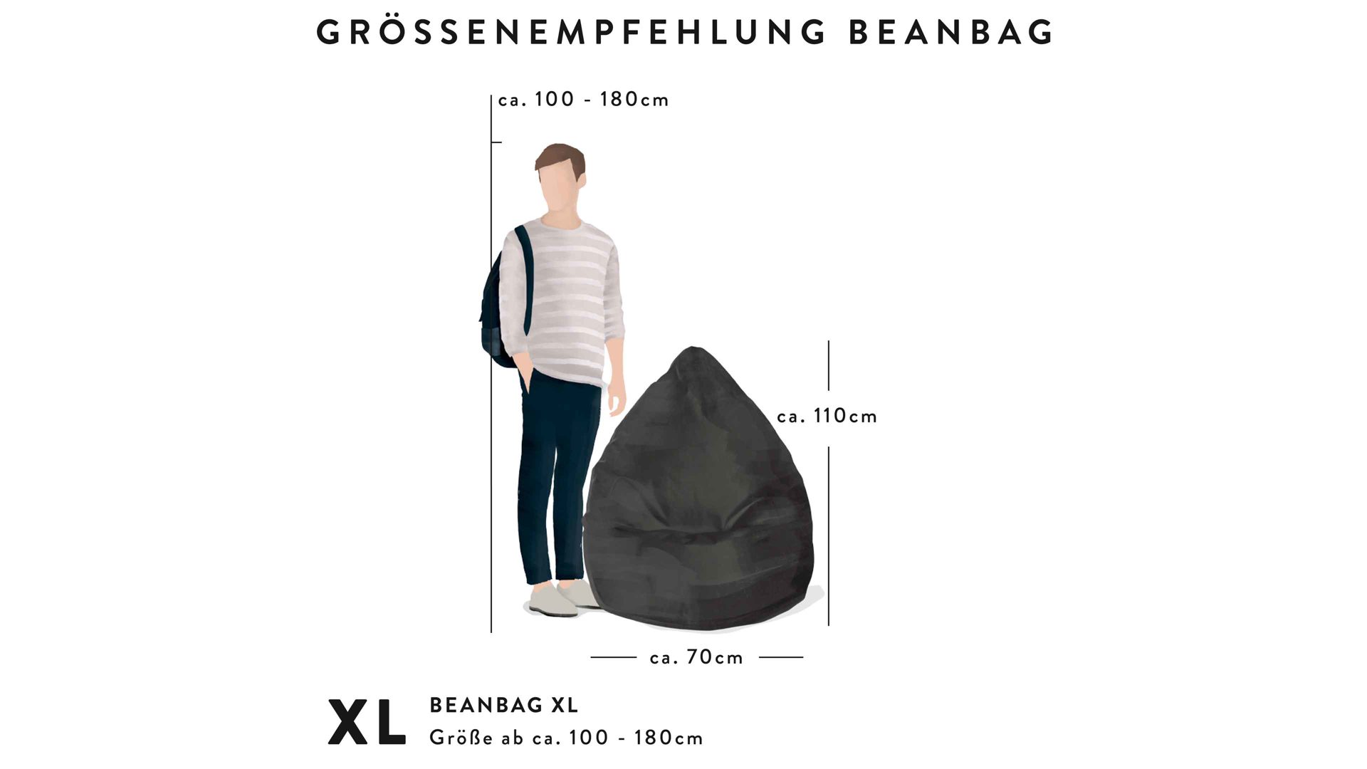 Standard-Sitzsack Magma sitting point aus Kunstfaser in Grau SITTING POINT Plüsch-Sitzsack Fluffy XL als Sitzmöbel mittelgrauer Plüschbezug - ca. 220 Liter