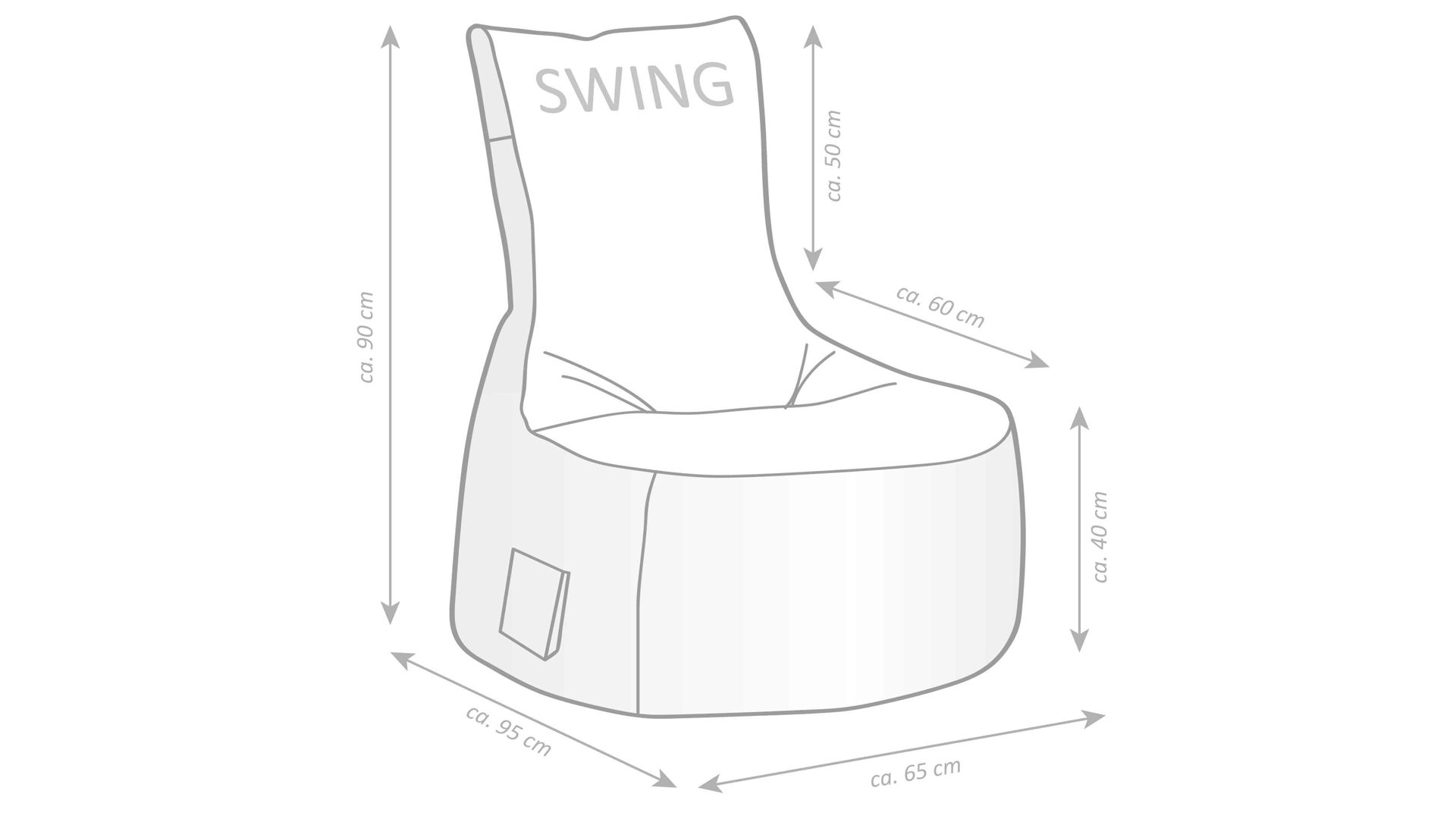 Sitzsack-Sessel Magma sitting point aus Kunstfaser in Schwarz SITTING POINT Sitzsack-Sessel swing scuba® schwarze Kunstfaser - ca. 95 x 90 x 65 cm