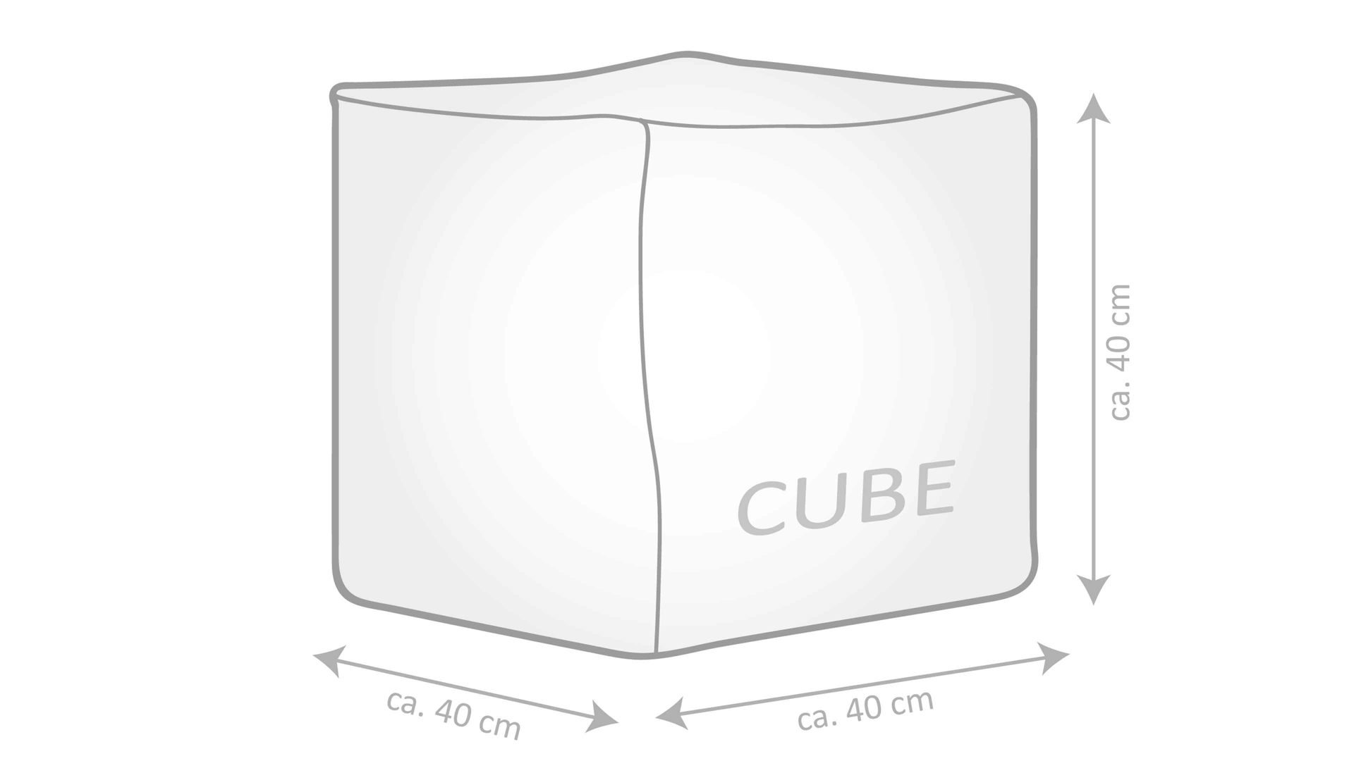 Sitzsack-Würfel Magma sitting point aus Kunstfaser in Hellgrau SITTING POINT Sitzwürfel cube scuba® graue Kunstfaser - ca. 40 x 40 x 40 cm