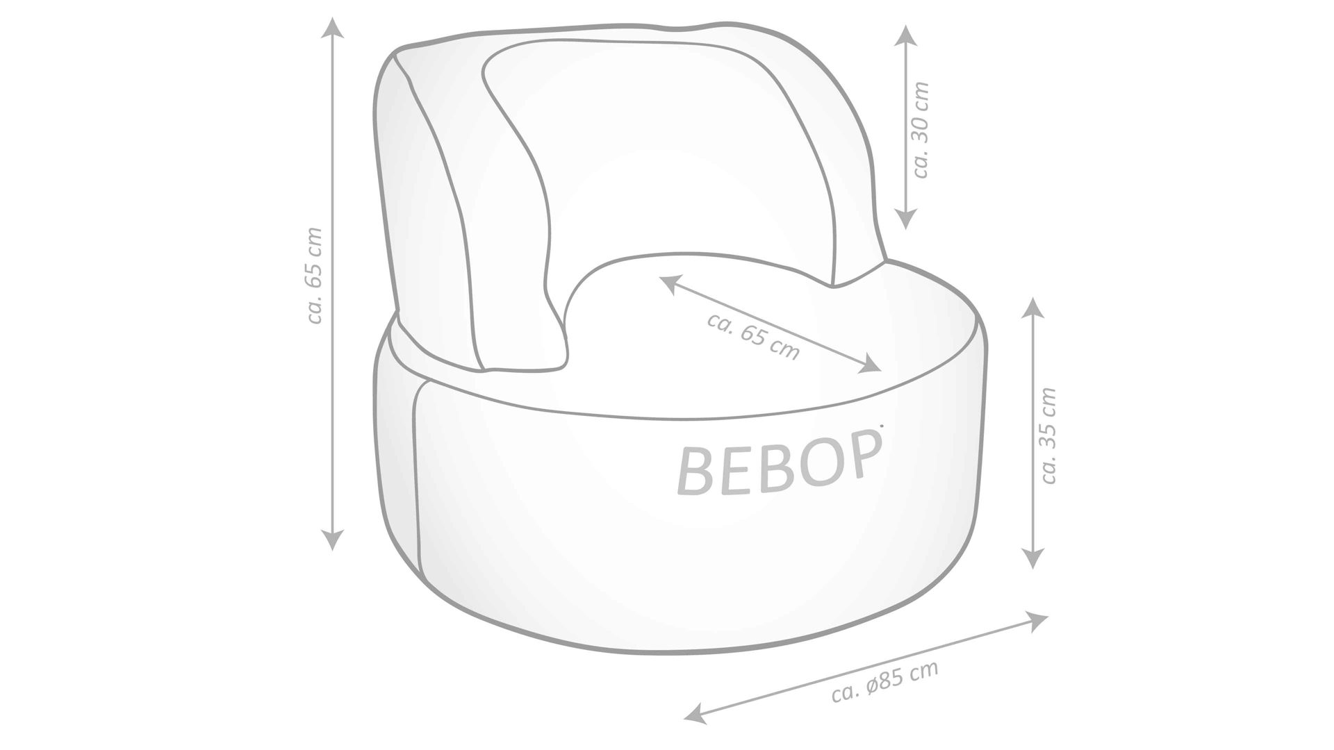 Sitzsack-Sessel Magma sitting point aus Kunstfaser in Anthrazit SITTING POINT Sitzsack-Sessel bebop uni scuba® als Sitzmöbel anthrazitfarbene Kunstfaser - ca. 85 x 65 cm
