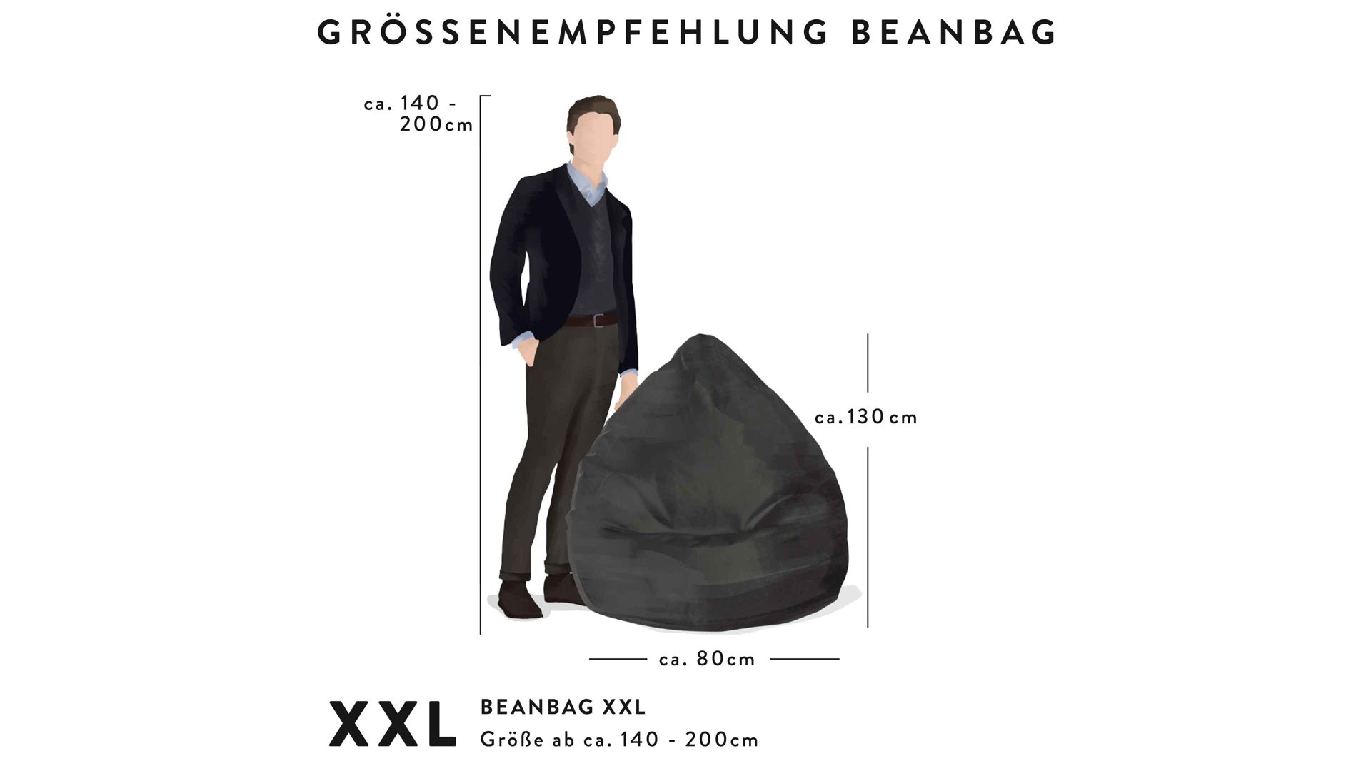 Sitzsack Magma sitting point aus Kunstfaser in Anthrazit SITTING POINT beanbag alfa XXL - lässiger Sitzsack anthrazitfarbener Velours 007 – ca. 300 Liter