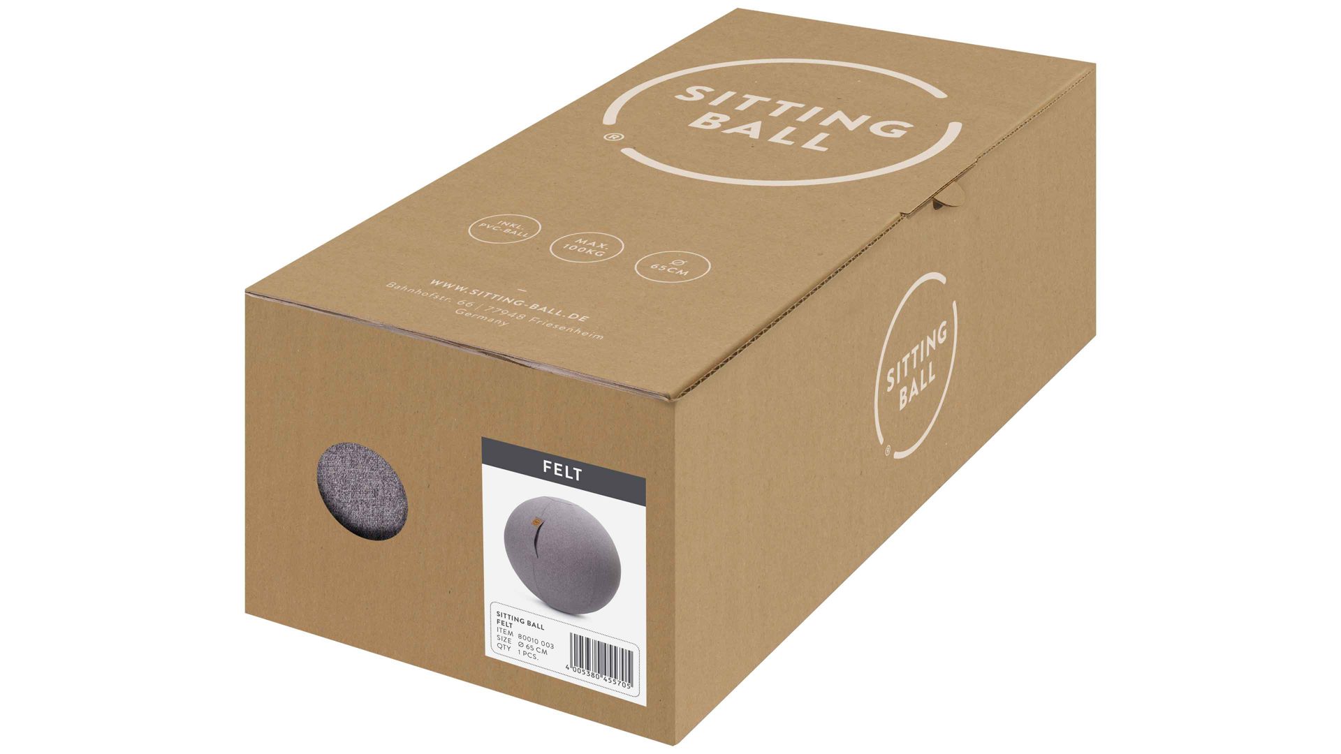 Sitzball Magma sitting point aus Kunstfaser in Gelb SITTING BALL® Felt senffarbener Bezug – Durchmesser ca. 65 cm