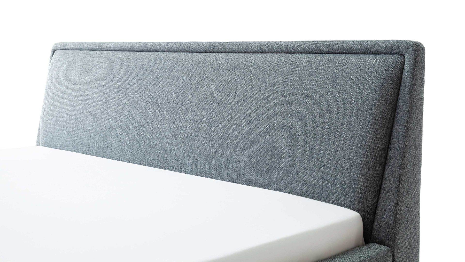 Bettgestell Meise.möbel aus Stoff in Blau Polsterbettgestell Frieda mit Bettkasten oceanfarbener Bezug Stelar 39 & eichefarbene Holzfüße - Liegefläche ca. 180 x 200 cm