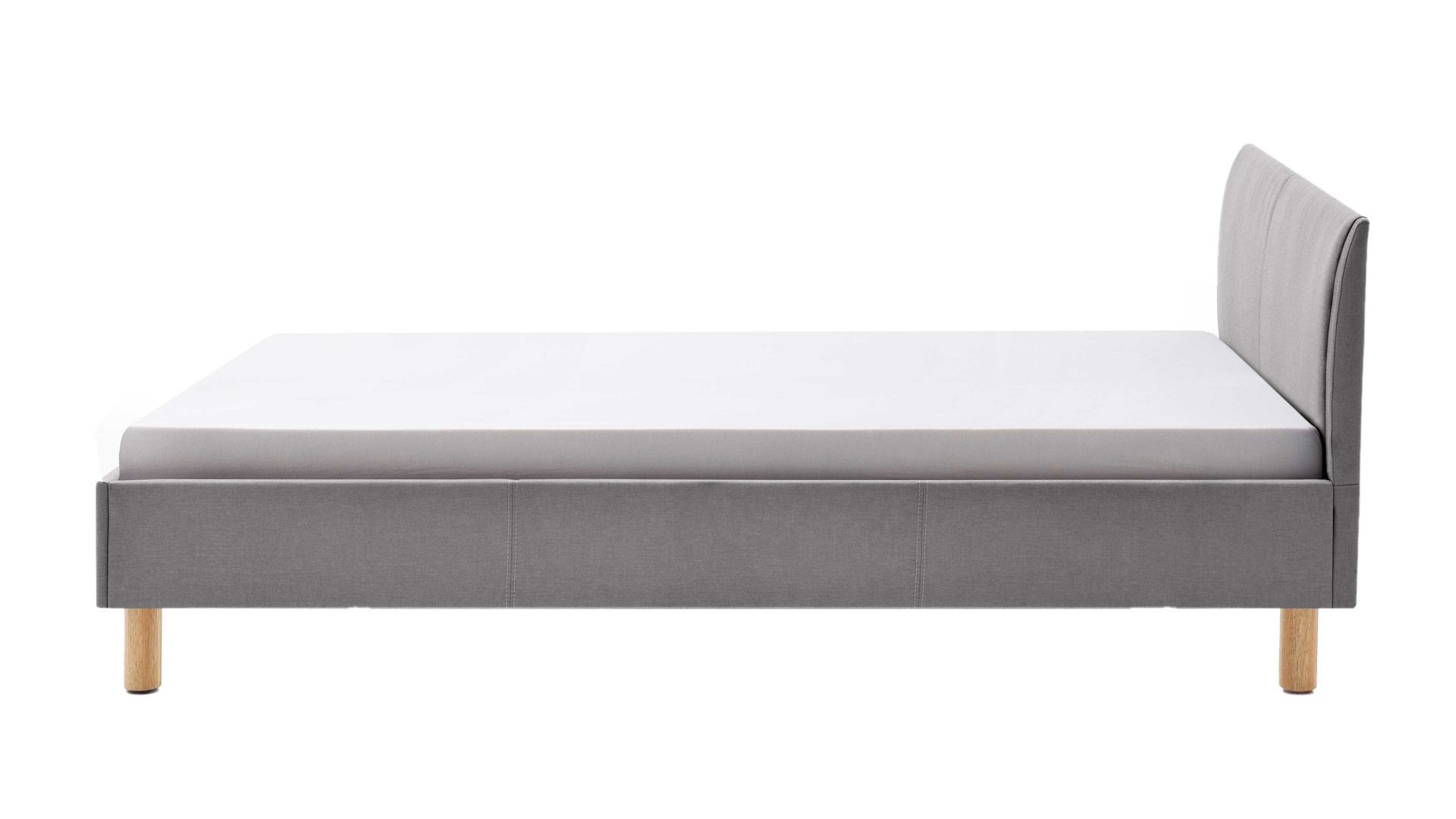 Bettgestell Meise.möbel aus Stoff in Grau Polsterbettgestell Lena hellgrauer Bezug Sawana Nr. 21 & Holzfüße - Liegefläche ca. 120 x 200 cm