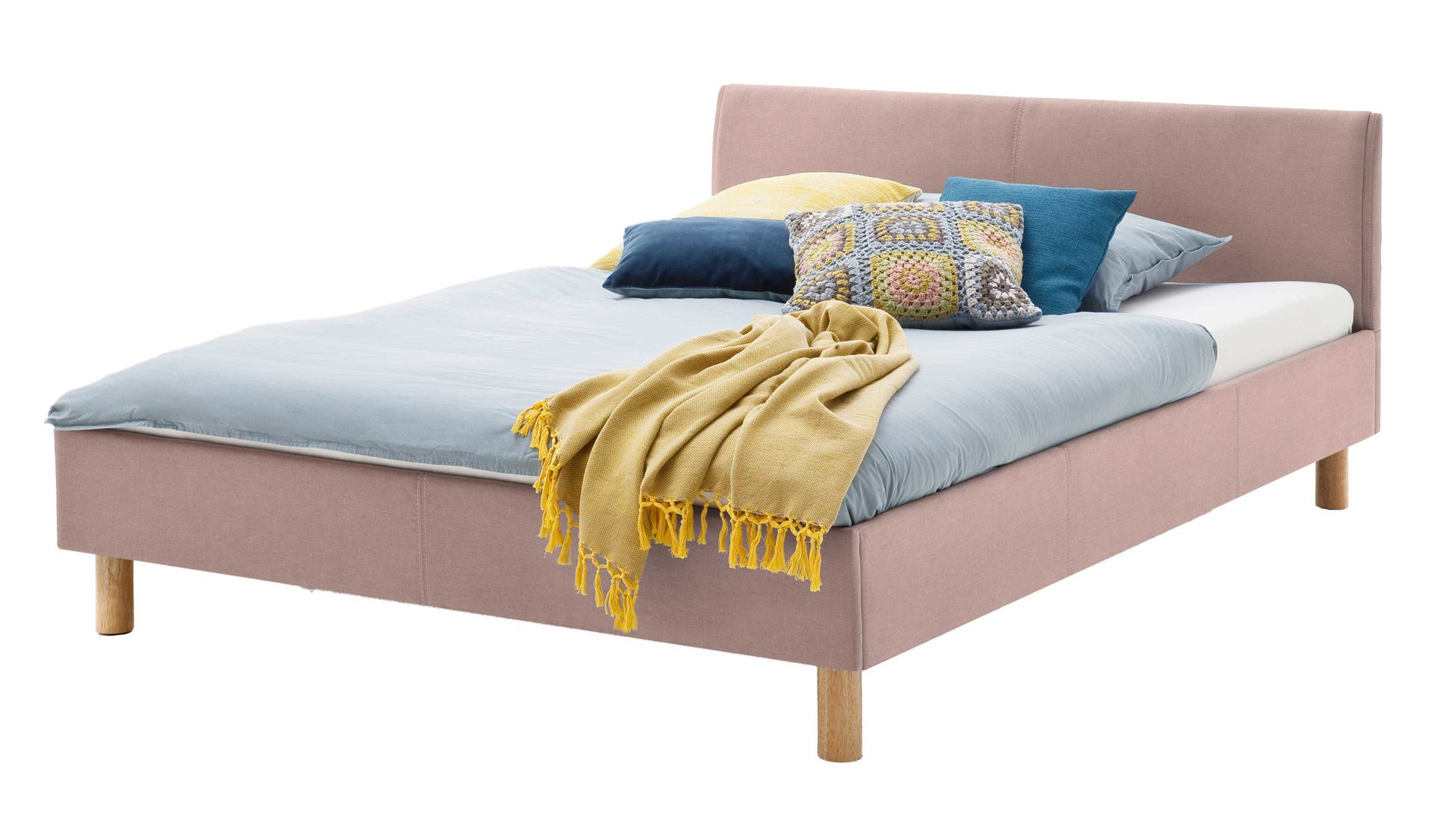 Bettgestell Meise.möbel aus Stoff in Rosa Polsterbettgestell Lena altrosa Bezug Sawana Nr. 61 & Holzfüße - Liegefläche ca. 120 x 200 cm
