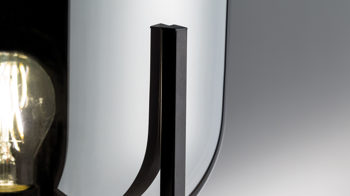 Tischleuchte Fh fischer & honsel aus Glas in Dunkelgrau FH Tischleuchte Regi Rauchglas & schwarzes Metall - Höhe ca. 34 cm