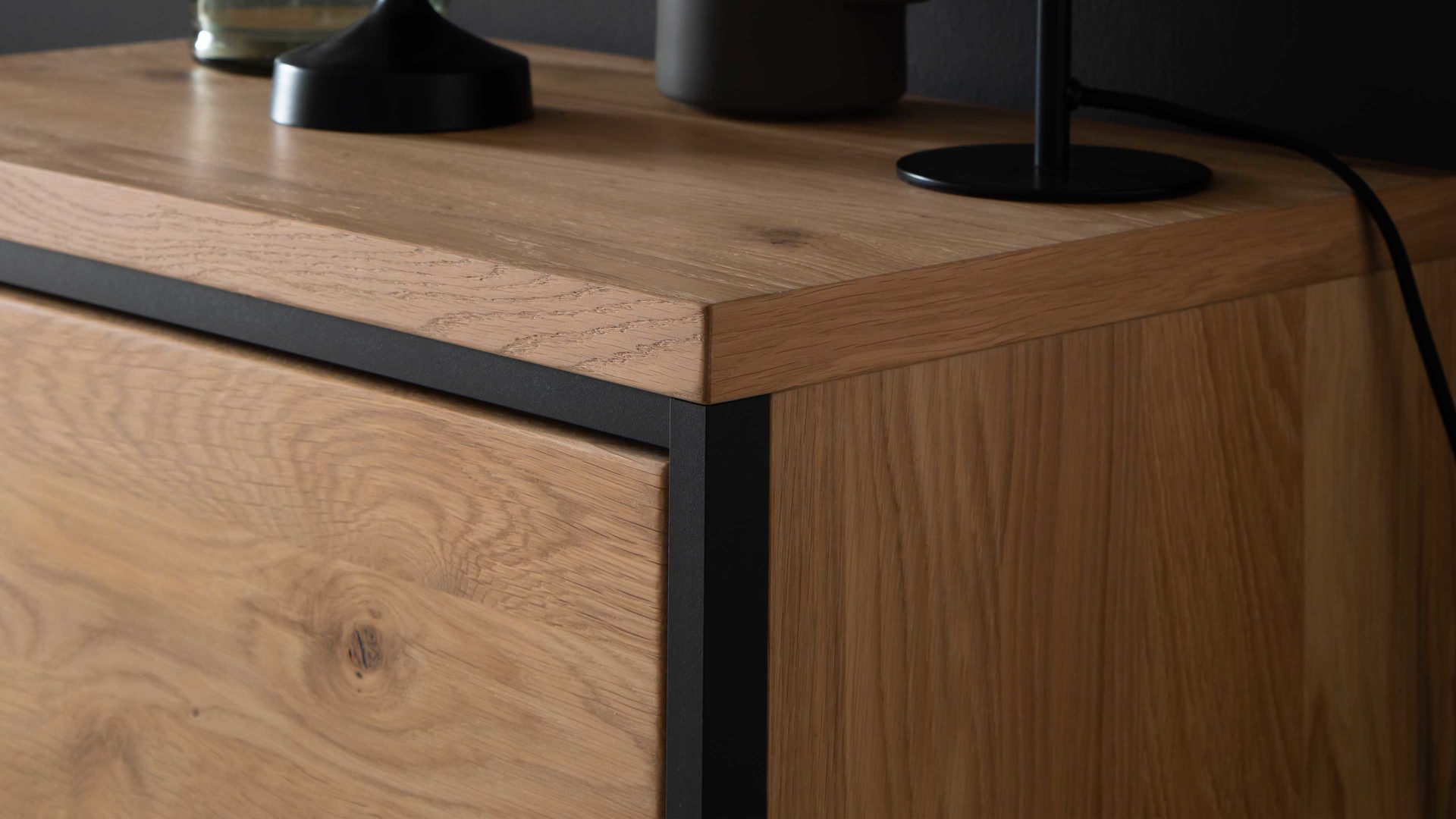 Lowboard Mca furniture aus Holz in Holzfarben Wohnprogramm Bari - Lowboard Asteiche Bianco – zwei Schubladen, Länge ca. 183 cm