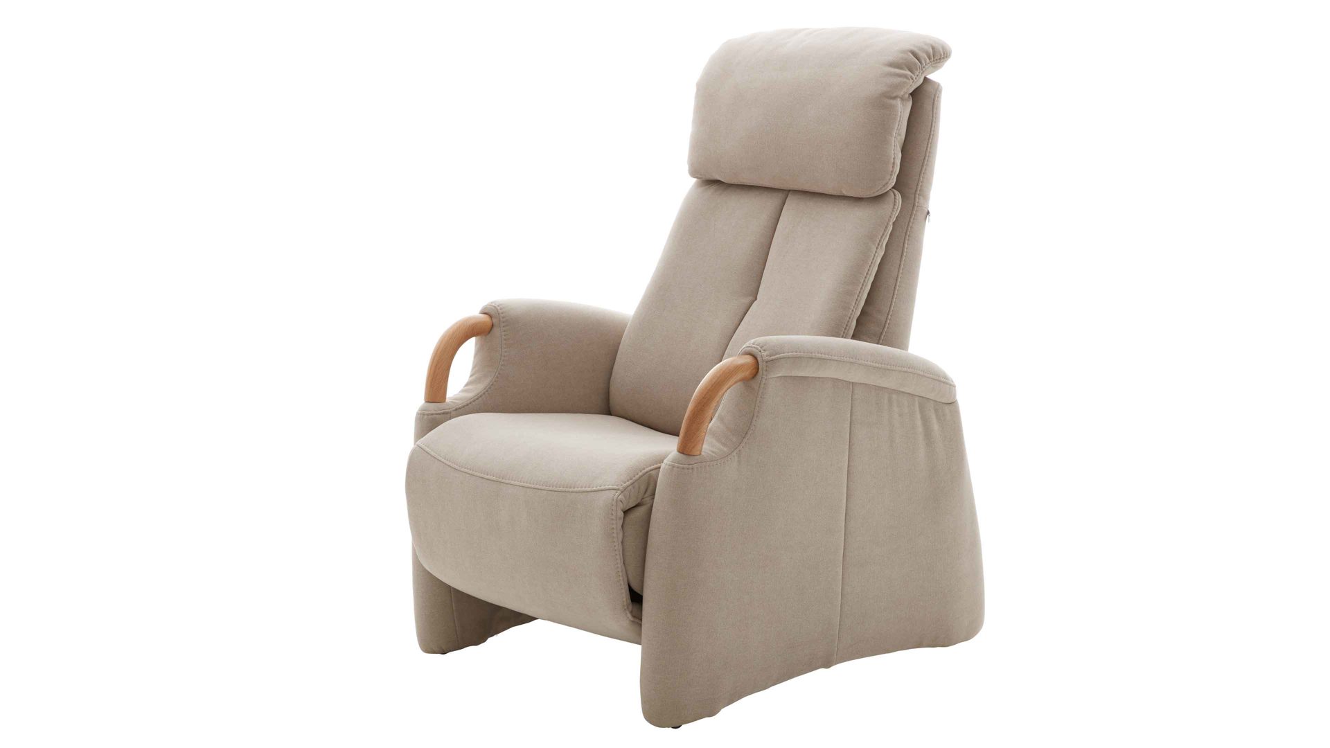 Relaxsessel comfortmaster besser sitzen, liegen, leben aus Stoff in Beige Comfortmaster CM-HU1157 - Relaxsessel B ecrufarbener Bezug Kira & Eiche bianco - Ergonomie piccolo