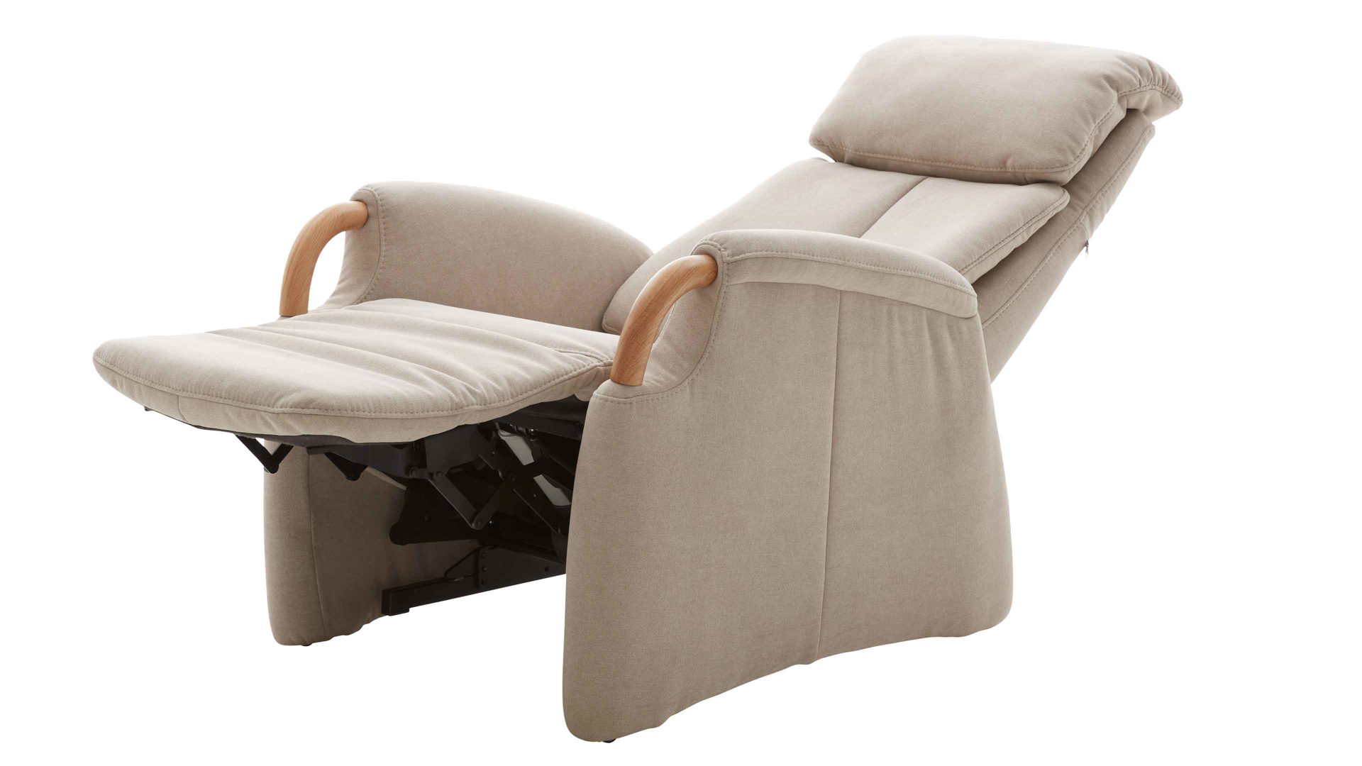 Relaxsessel comfortmaster besser sitzen, liegen, leben aus Stoff in Beige Comfortmaster CM-HU1157 - Relaxsessel B ecrufarbener Bezug Kira & Eiche bianco - Ergonomie piccolo