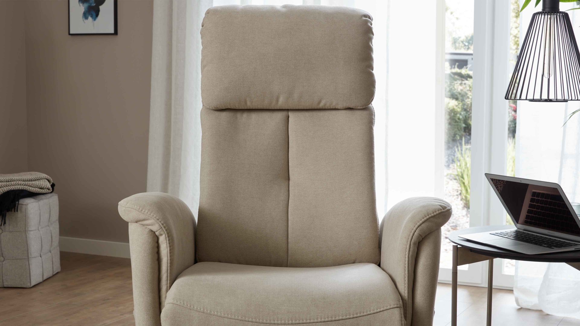 Relaxsessel comfortmaster besser sitzen, liegen, leben aus Stoff in Beige Comfortmaster CM-HU1157 - Relaxsessel B ecrufarbener Bezug Kira - Ergonomie L