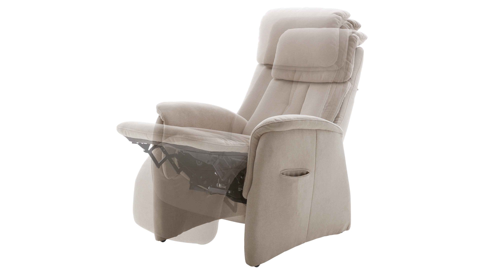 Relaxsessel comfortmaster besser sitzen, liegen, leben aus Stoff in Beige Comfortmaster CM-HU1157 - Relaxsessel B ecrufarbener Bezug Kira - Ergonomie L