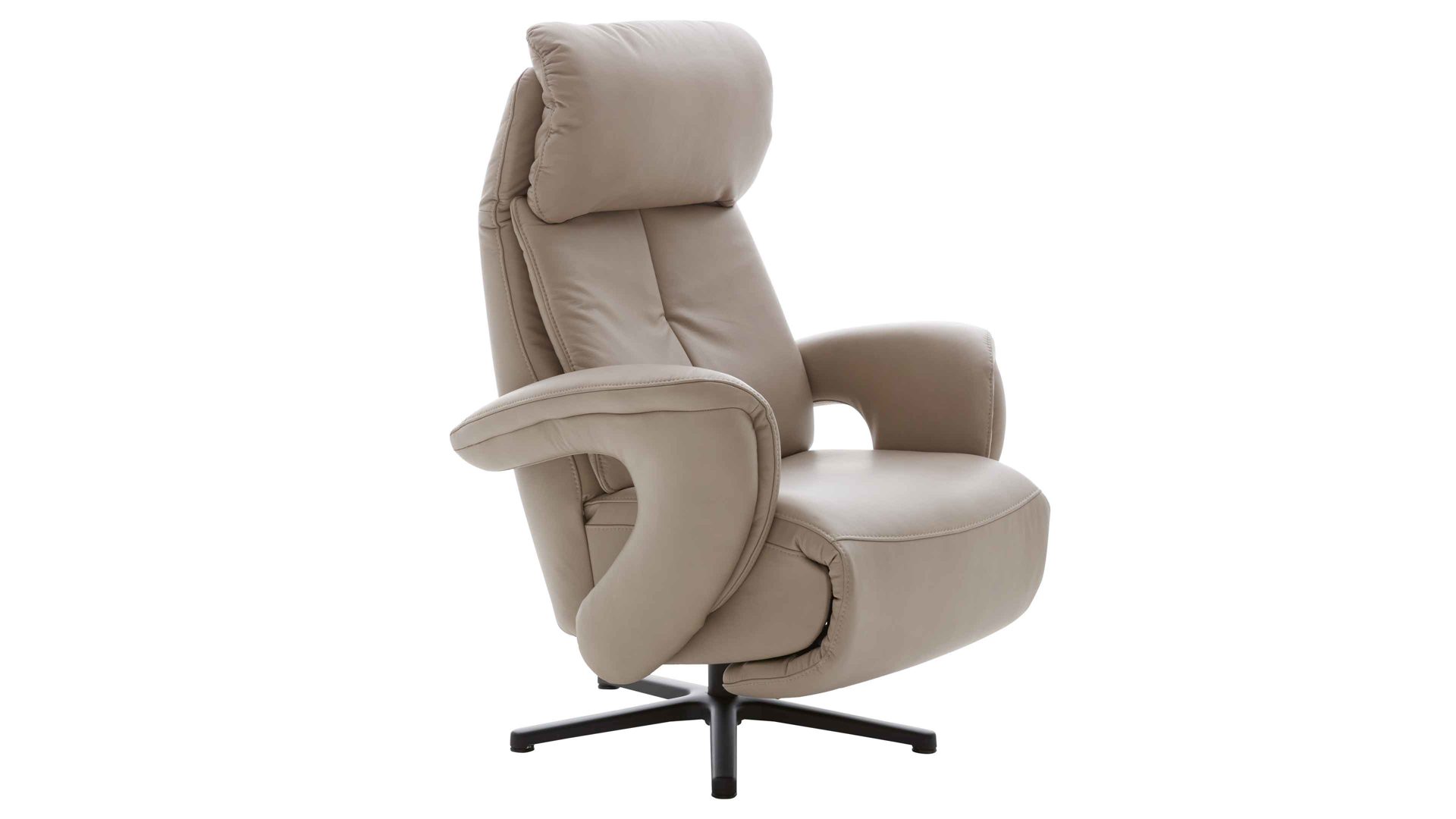 Relaxsessel comfortmaster besser sitzen, liegen, leben aus Leder in Hellgrau Comfortmaster CM-HU1157 - Relaxsessel B perlfarbenes LongLife-Leder Vivre & schwarzer Sternfuß - Ergonomie S