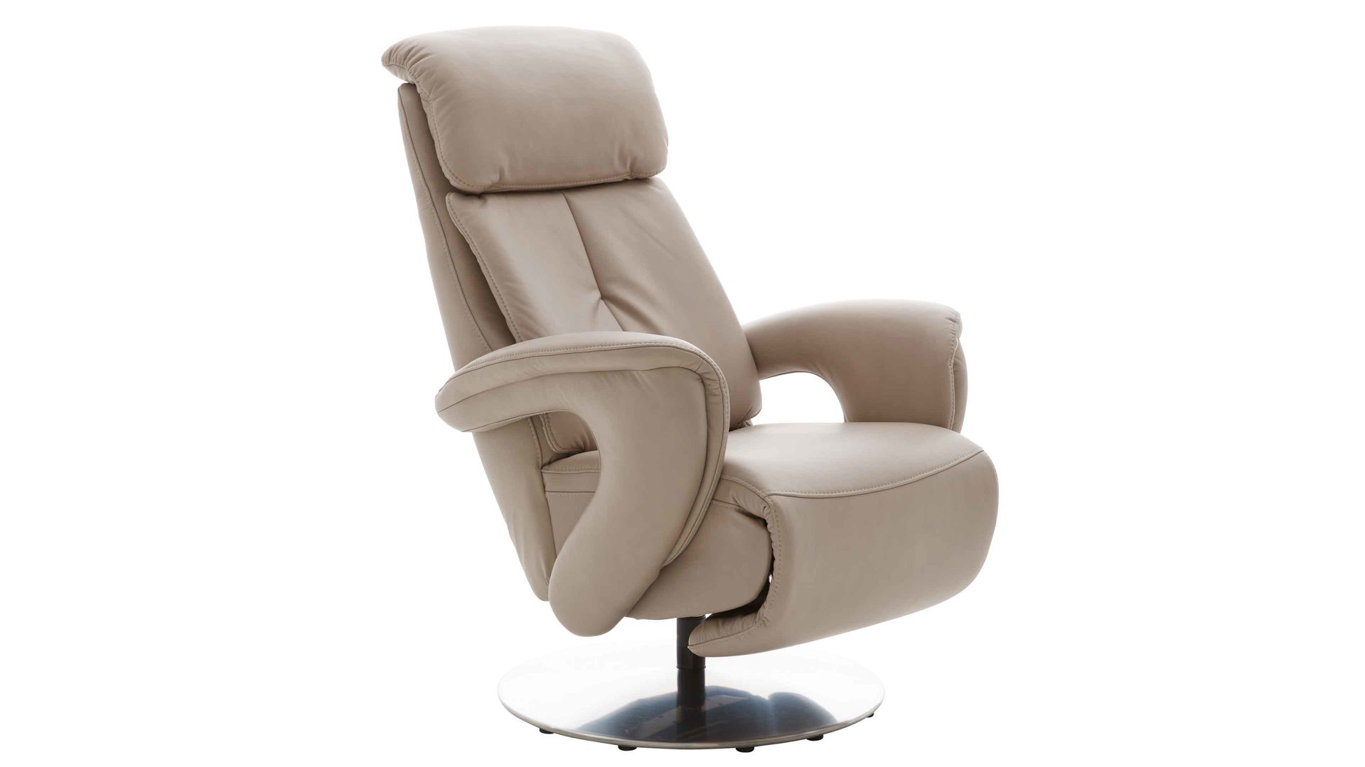 Relaxsessel comfortmaster besser sitzen, liegen, leben aus Leder in Hellgrau Comfortmaster CM-HU1157 - Relaxsessel B perlfarbenes LongLife-Leder Vivre & Tellerfuß - Ergonomie M