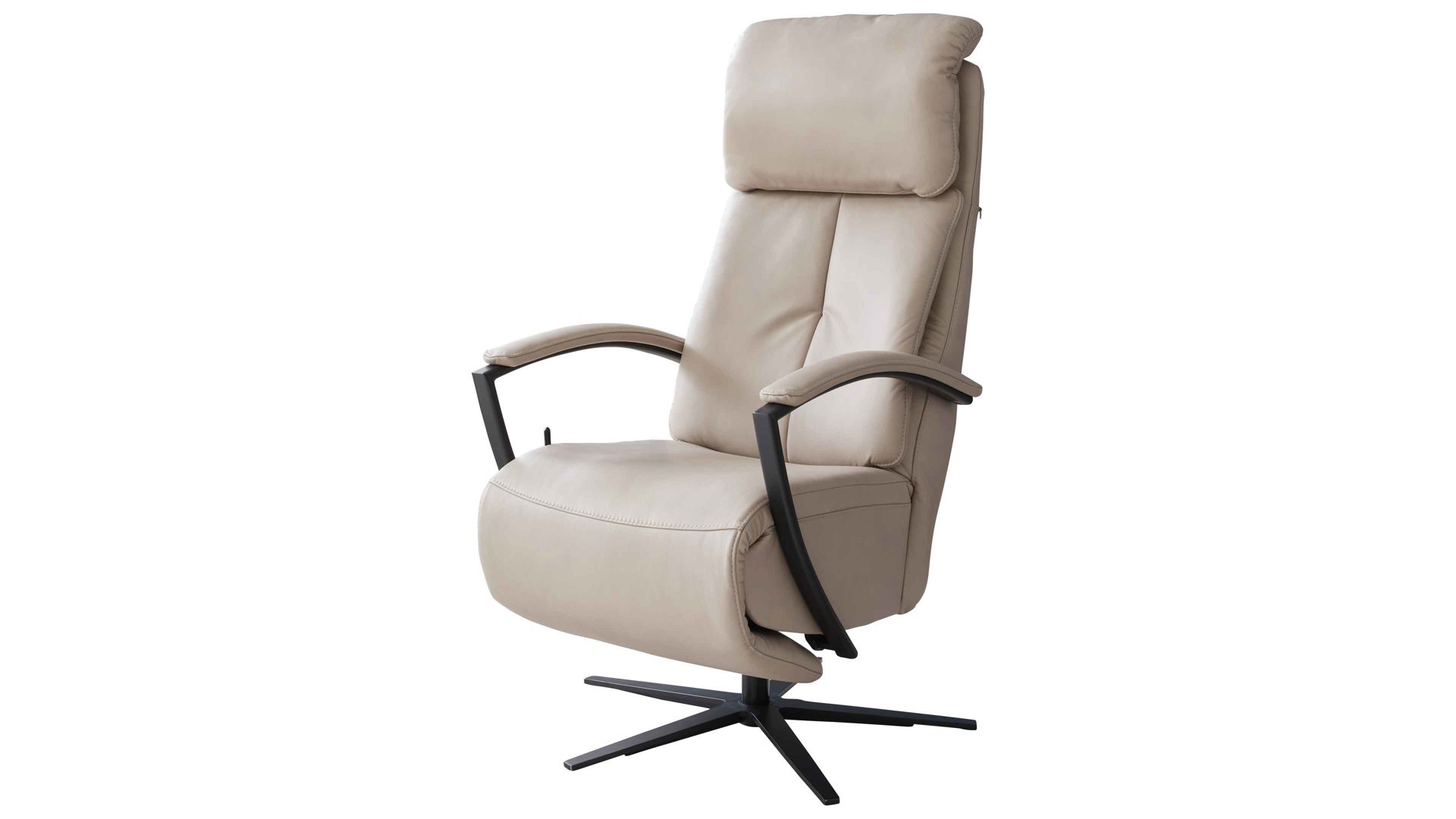 Relaxsessel comfortmaster besser sitzen, liegen, leben aus Leder in Hellgrau Comfortmaster CM-HU1157 - Relaxsessel B perlfarbenes LongLife-Leder Vivre & schwarzer Sternfuß - Ergonomie XL