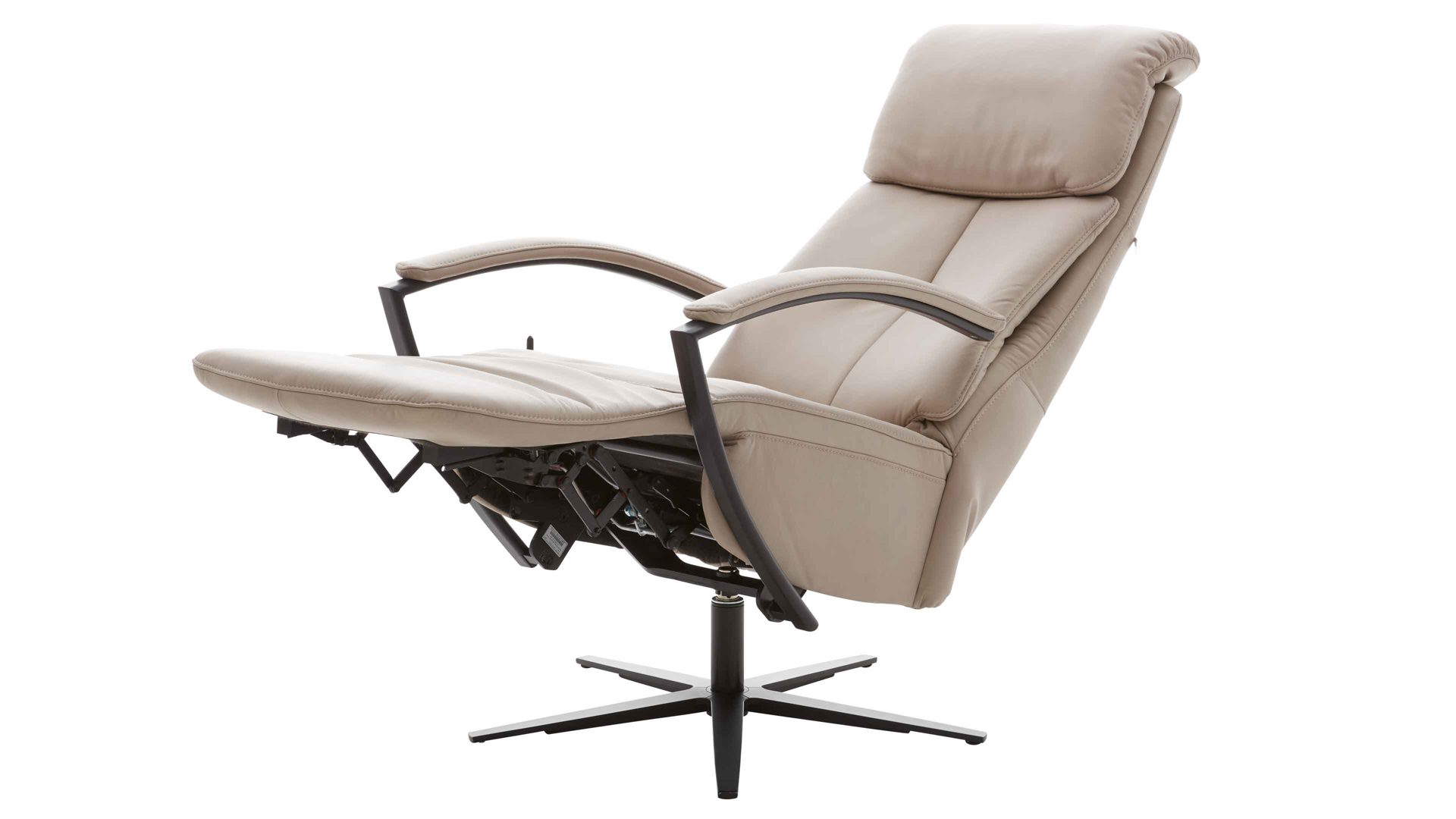 Relaxsessel comfortmaster besser sitzen, liegen, leben aus Leder in Hellgrau Comfortmaster CM-HU1157 - Relaxsessel B perlfarbenes LongLife-Leder Vivre & schwarzer Sternfuß - Ergonomie XL