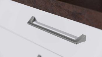 Einbauküche Interliving aus Holz in Weiß Interliving Küche Serie 3051 mit Einbaugeräten Arctiweiß & Quarzgrau Hochglanz – zweizeilig