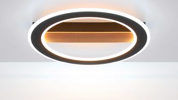 Deckenleuchte Globo lighting aus Metall in Schwarz GLOBO LED-Deckenleuchte Mattia Schwarz & Holz – Durchmesser ca. 45 cm