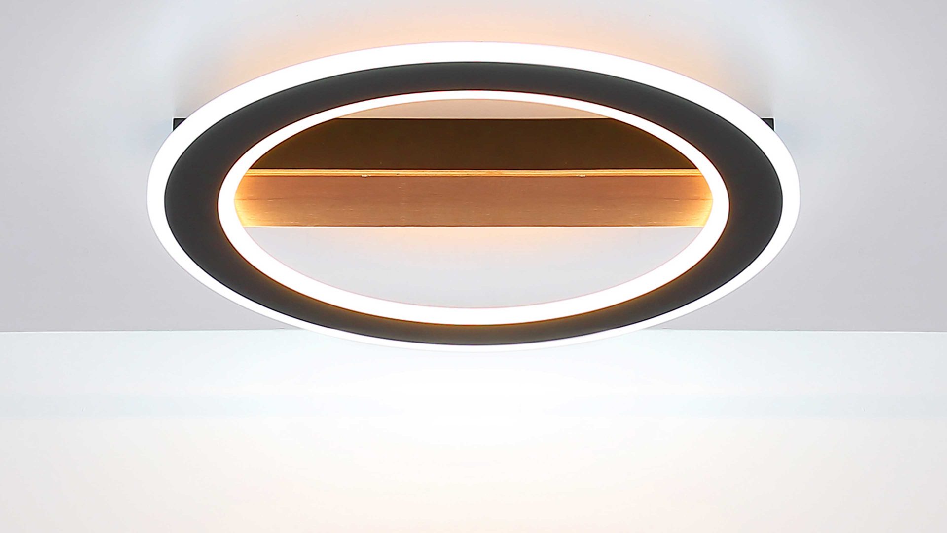 Deckenleuchte Globo lighting aus Metall in Schwarz GLOBO LED-Deckenleuchte Mattia Schwarz & Holz – Durchmesser ca. 45 cm