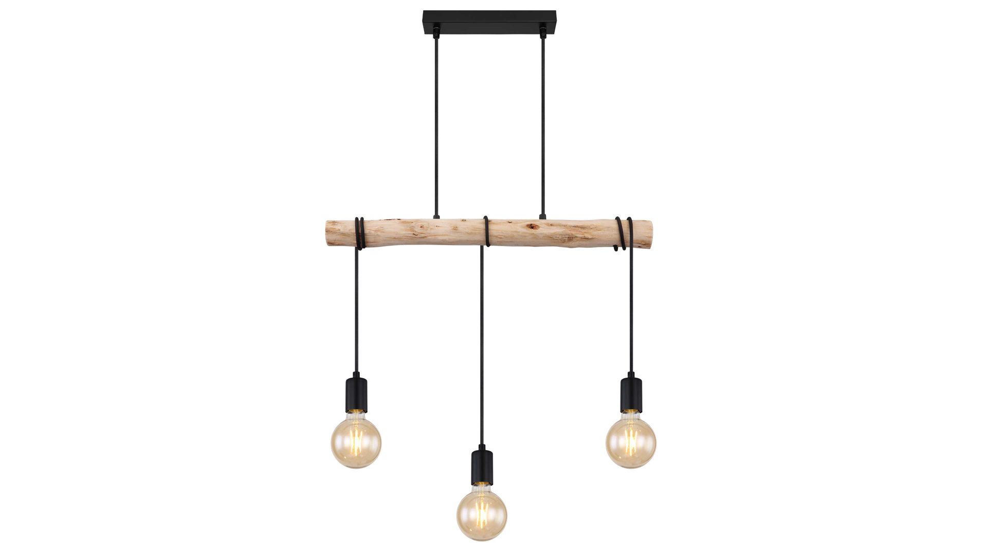 Pendelleuchte Globo lighting aus Holz in Holzfarben GLOBO Hängeleuchte Gregor Holz & schwarzes Metall - Länge ca. 60 cm