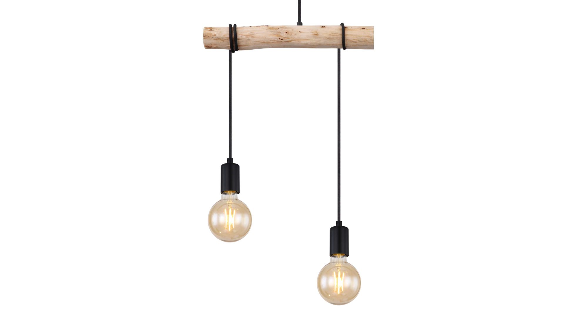 Pendelleuchte Globo lighting aus Holz in Holzfarben GLOBO Hängeleuchte Gregor Holz & schwarzes Metall - Länge ca. 60 cm