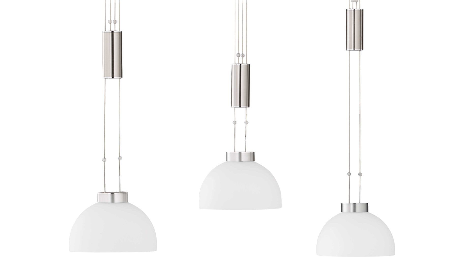 Pendelleuchte Fh fischer & honsel aus Glas in Weiß FH LED-Pendelleuchte Avignon opalweißes Glas & Nickel – Länge ca. 98 cm