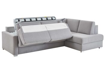 Ecksofa comfortmaster besser sitzen, liegen, leben aus Stoff in Hellgrau Comfortmaster Ecksofa Molto mit Faltbett-Funktion grauer Bezug 6368 & Chromfüße - Stellfläche ca. 285 x 176 cm