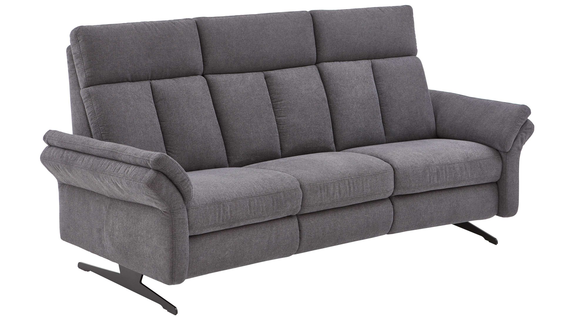 Dreisitzer OrthoSedis aus Stoff in Anthrazit Polsterprogramm OrthoSedis 4.0 - Rundsofa anthrazitfarbener Stoffbezug Sofia clean - Länge ca. 225 cm