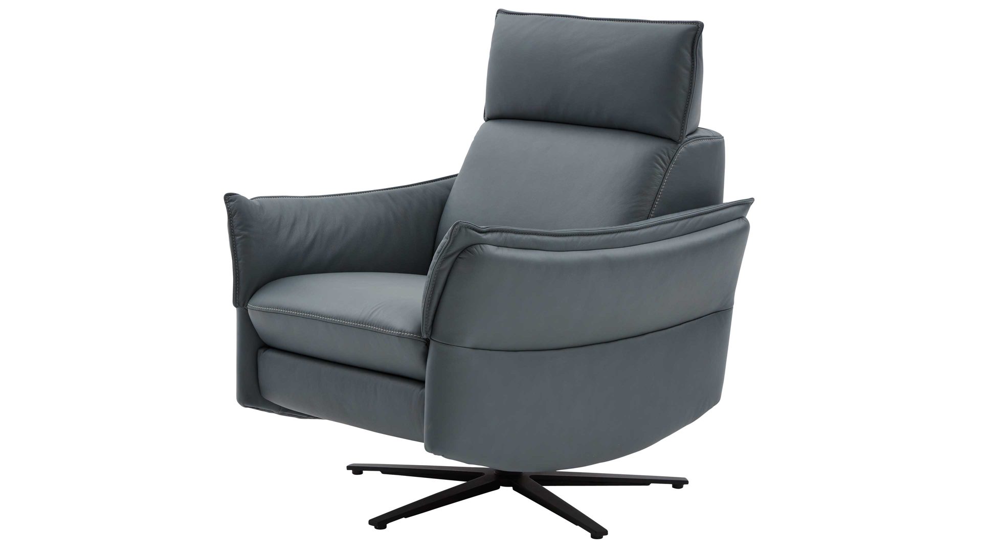 Relaxsessel comfortmaster besser sitzen, liegen, leben aus Leder in Hellblau Comfortmaster 7267 - Relaxsessel 24E44 motorisch - seefarbenes LongLife-Leder & anthrazitfarbener Sternfuß
