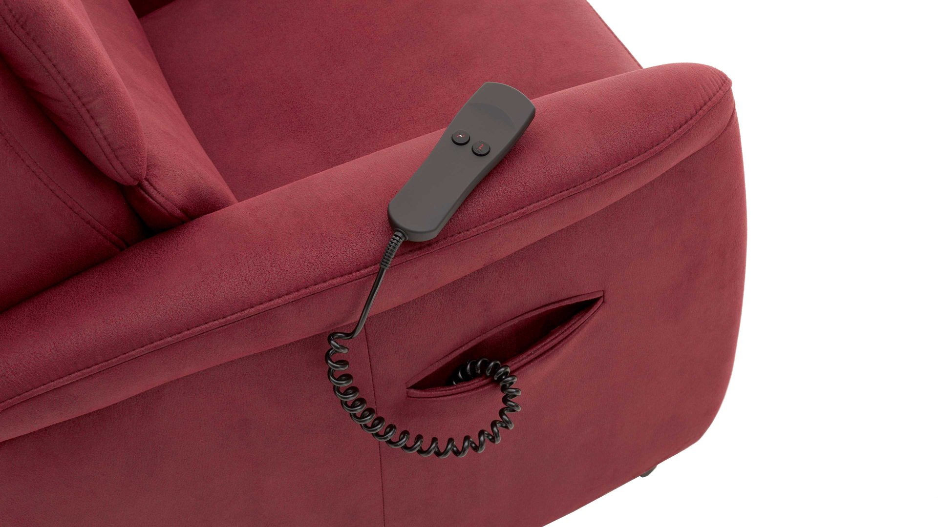 Relaxsessel OrthoSedis aus Kunstfaser in Rot OrthoSedis OS-HU1043 - Relaxsessel A8 mit Aufstehhilfe und Federkern weinrote Mikrofaser Deluxe - Ergonomie S