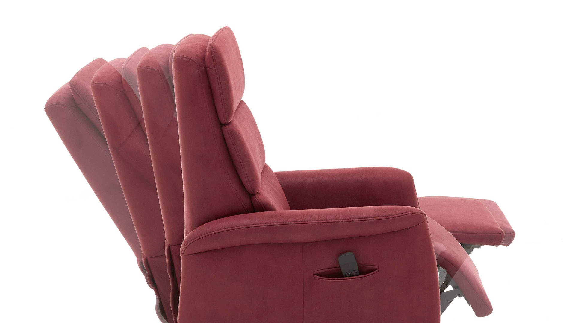 Relaxsessel OrthoSedis aus Kunstfaser in Rot OrthoSedis OS-HU1043 - Relaxsessel A8 mit Aufstehhilfe und Federkern weinrote Mikrofaser Deluxe - Ergonomie S