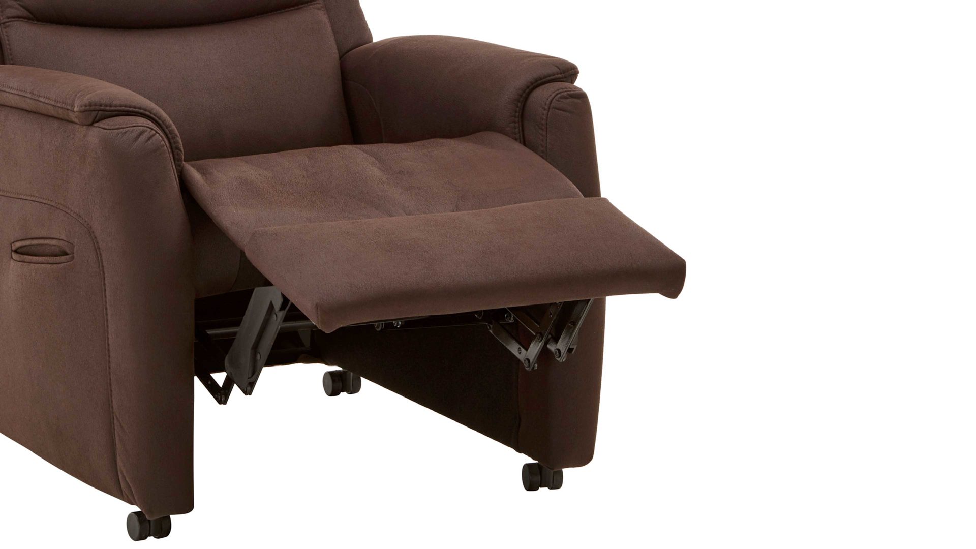 Fernsehsessel OrthoSedis aus Stoff in Dunkelbraun OrthoSedis OS-HU1111 - TV-Sessel A8 motorisch - espressofarbene Mikrofaser Deluxe