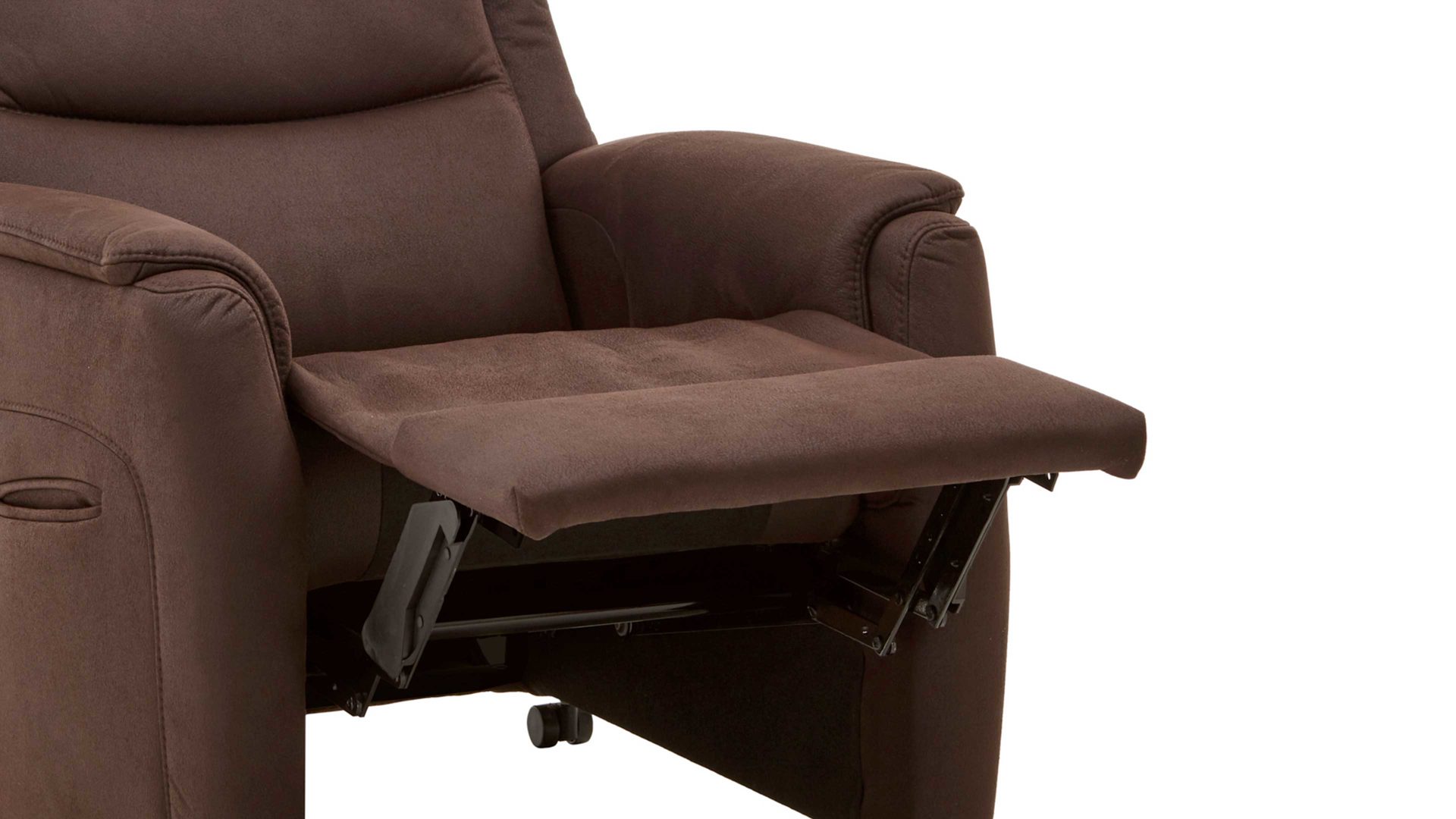 Fernsehsessel OrthoSedis aus Stoff in Dunkelbraun OrthoSedis OS-HU1111 - TV-Sessel A8 motorisch - espressofarbene Mikrofaser Deluxe