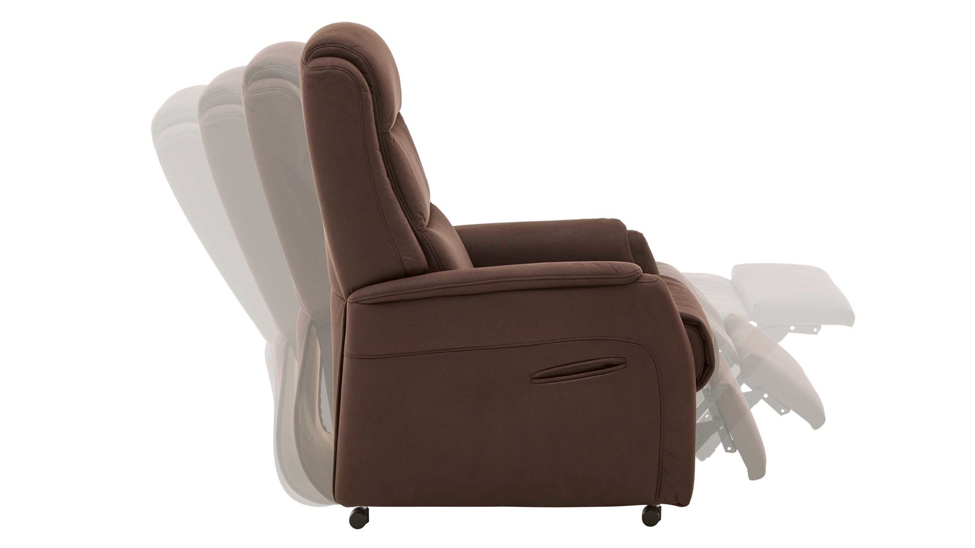 Fernsehsessel OrthoSedis aus Stoff in Dunkelbraun OrthoSedis OS-HU1111 - TV-Sessel A8 motorisch - espressofarbene Mikrofaser Deluxe