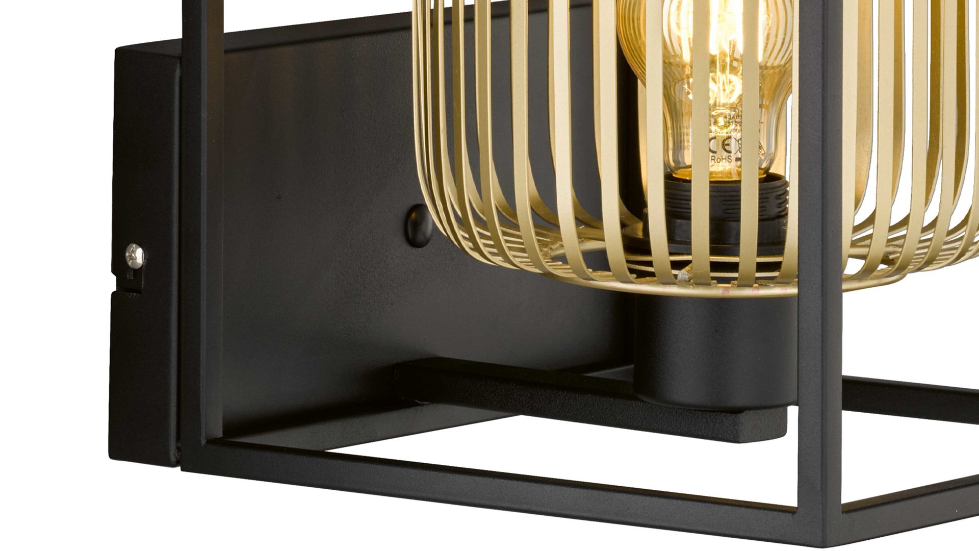 Wandleuchte Fh fischer & honsel aus Metall in Schwarz FH Wandleuchte Caydo Sandschwarz & Gold - Höhe ca. 23 cm