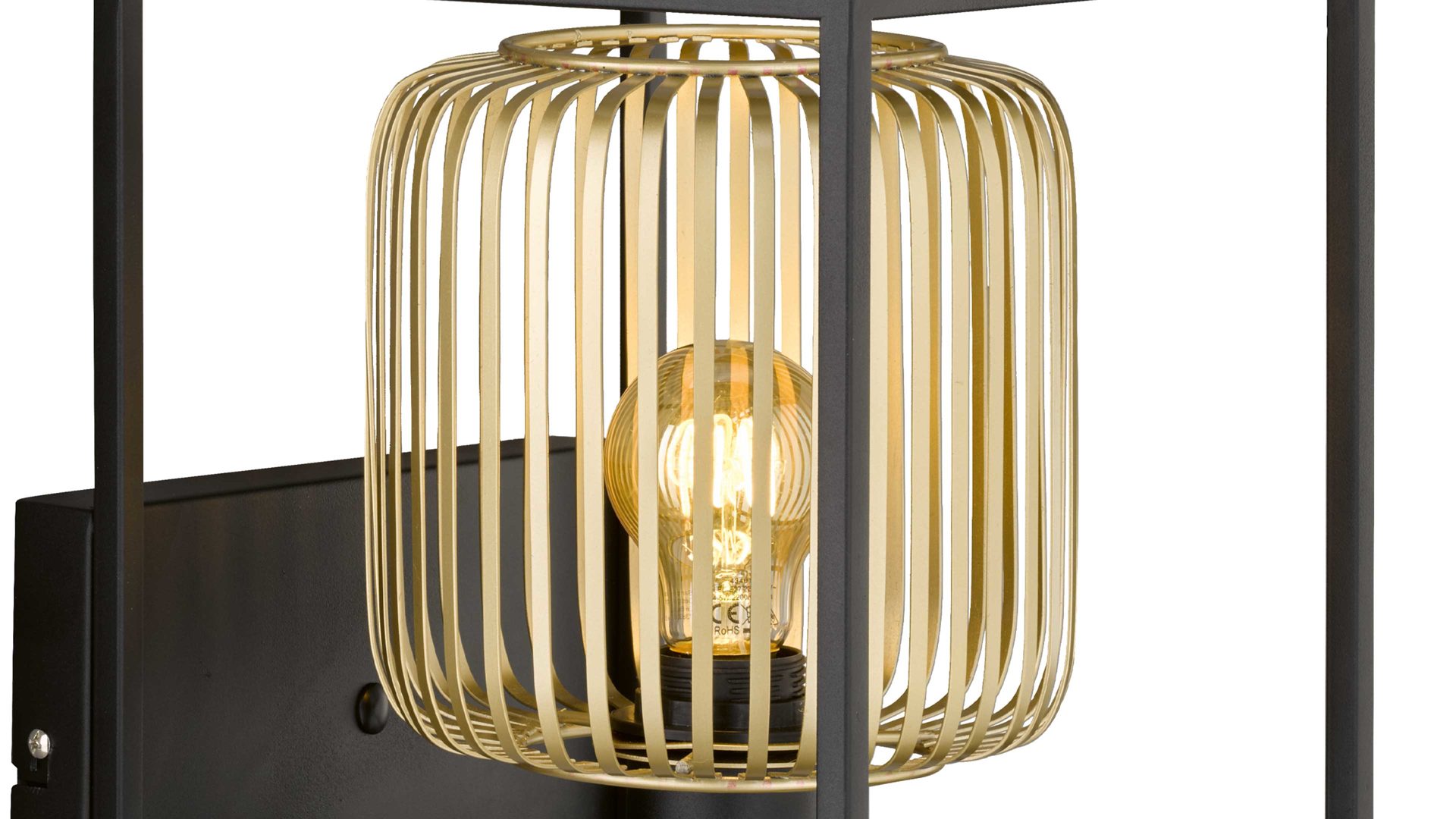 Wandleuchte Fh fischer & honsel aus Metall in Schwarz FH Wandleuchte Caydo Sandschwarz & Gold - Höhe ca. 23 cm