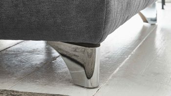 Ecksofa modulmaster aus Stoff in Dunkelgrau Modulmaster MM-MP1078 - Ecksofa schieferfarbene Chenille Charly & glänzende Metall-Winkelfüße - Stellfläche ca. 310 x 244 cm