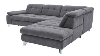 Ecksofa modulmaster aus Stoff in Dunkelgrau Modulmaster MM-MP1078 - Ecksofa schieferfarbene Chenille Charly & glänzende Metall-Winkelfüße - Stellfläche ca. 310 x 244 cm