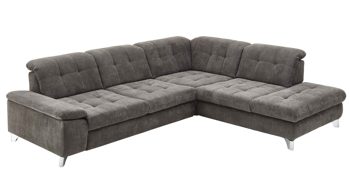 Ecksofa modulmaster aus Stoff in Dunkelgrau Modulmaster MM-MP1078 - Ecksofa schieferfarbene Chenille Charly & glänzende Metall-Winkelfüße - Stellfläche ca. 310 x 244 cm