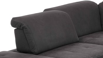 Ecksofa modulmaster aus Stoff in Anthrazit Modulmaster MM-MP1061 - Ecksofa anthrazitfarbene Mikrofaser Saddle & glänzende Metallfüße - Stellfläche ca. 244 x 320 cm