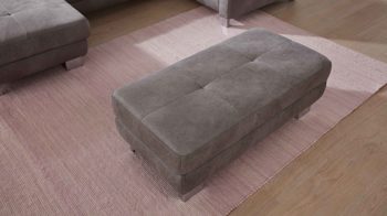 Funktionshocker modulmaster aus Stoff in Grau Modulmaster MM-MP1139 - XXL-Funktionshocker graue Mikrofaser Saddle & glänzende Metallfüße - ca.  129 x 64 cm