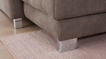Ecksofa modulmaster aus Stoff in Grau Modulmaster MM-MP1139 - Wohnlandschaft graue Mikrofaser Saddle & glänzende Metallfüße - Stellfläche ca. 351 x 214 cm
